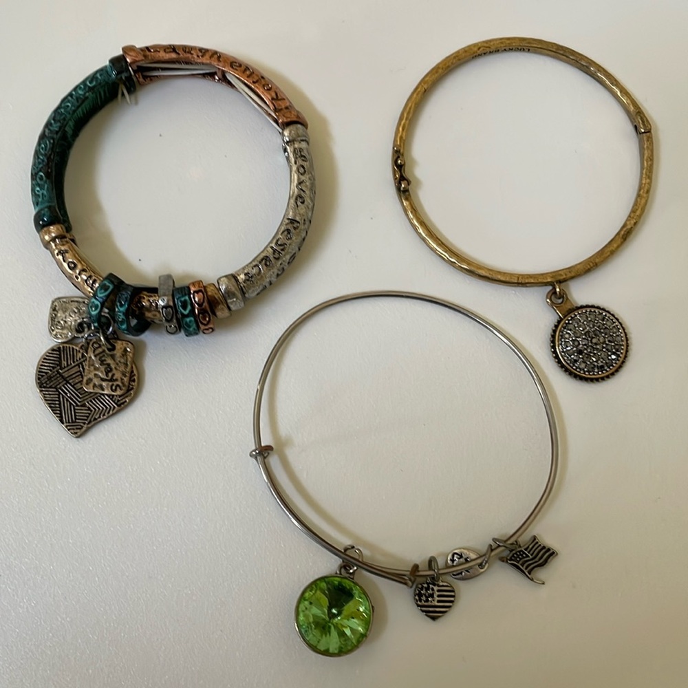 3 BRACELETS w/ CHARMS EMBELLISHMENTS